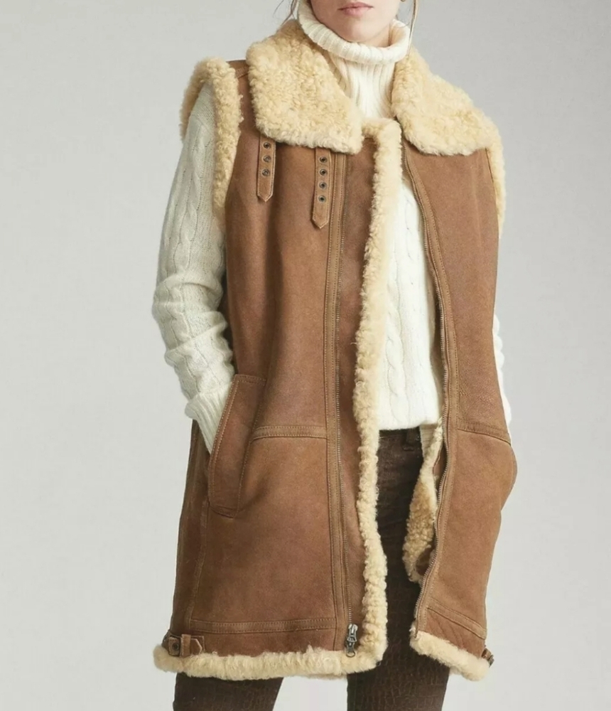 Polo Ralph Lauren Leather Shearling-lined Gilet
